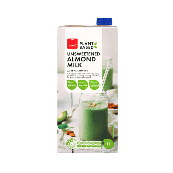Pams Plant Based Almond Milk Unsweetened 1L