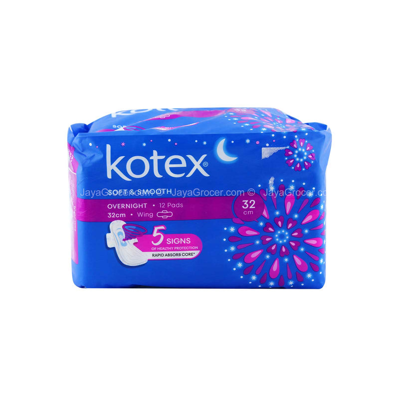 Kotex Soft and Smooth Overnight Extra Long Pad 32cm x 16pads
