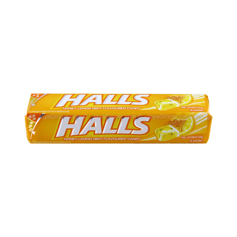 Halls Honey Lemon Mint Flavoured Candy 34g