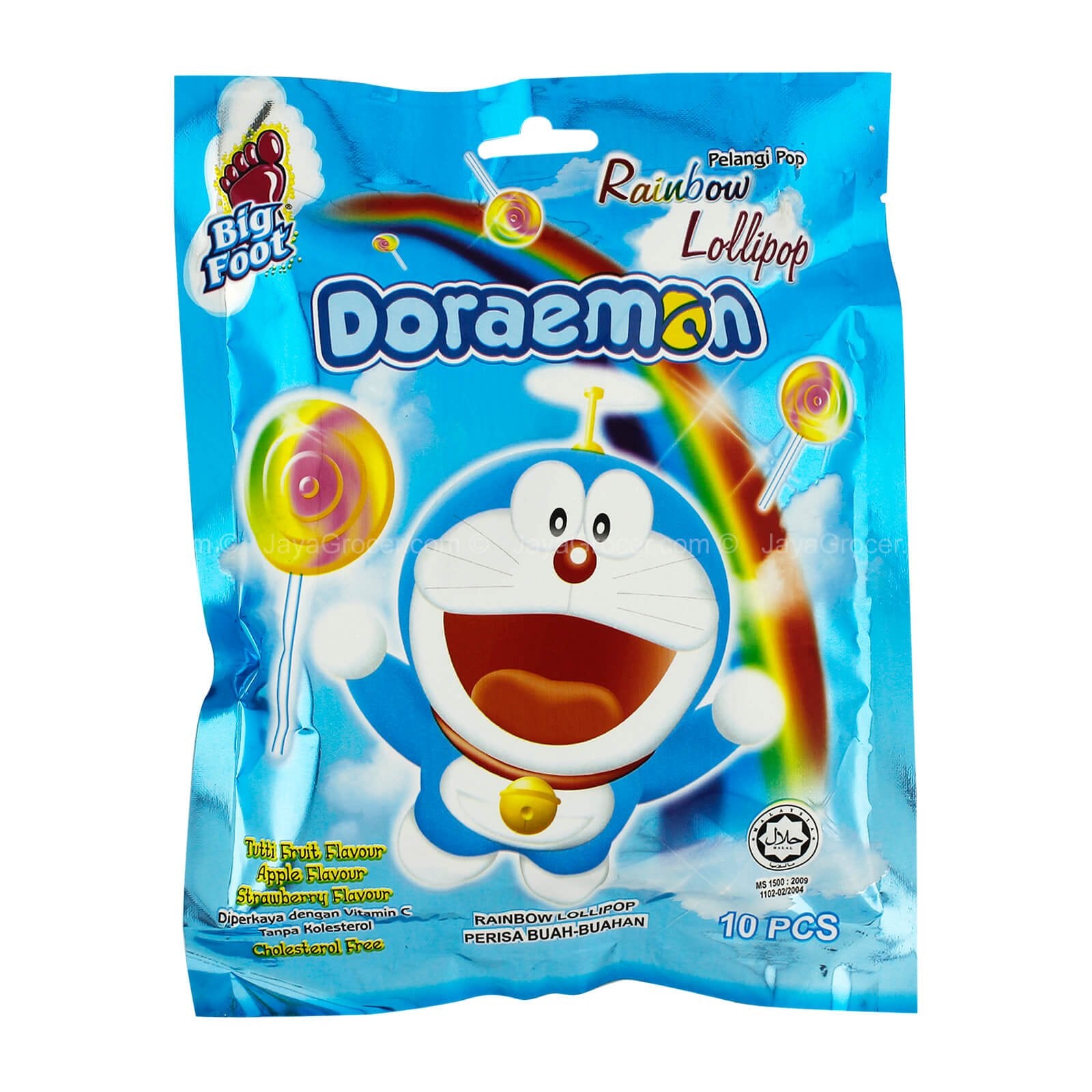 Big Foot Doraemon Fruit Flavored Rainbow Lollipop 100g – Jaya