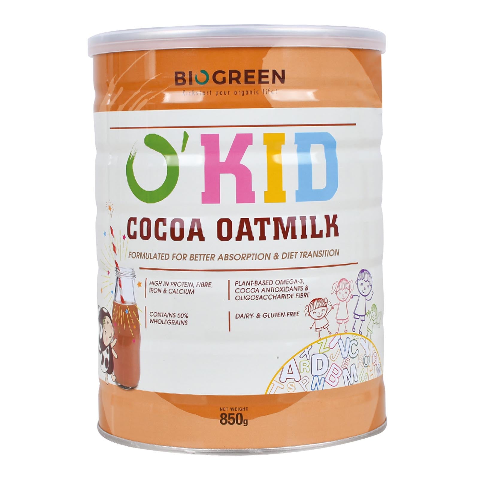 Biogreen O'Kid Cocoa Oatmilk 850g