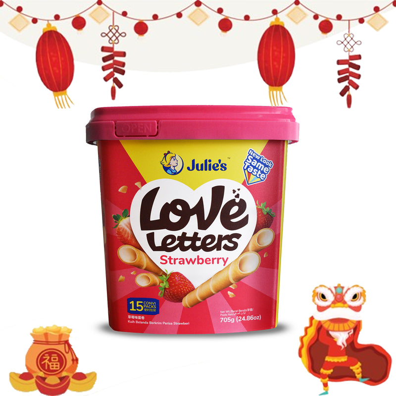 Julie's Love Letters Biscuit Wafers with Strawberry Cream (Tub) 705g