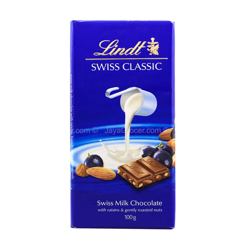 LINDT CLASSIC RAISIN HAZELNUT 100G