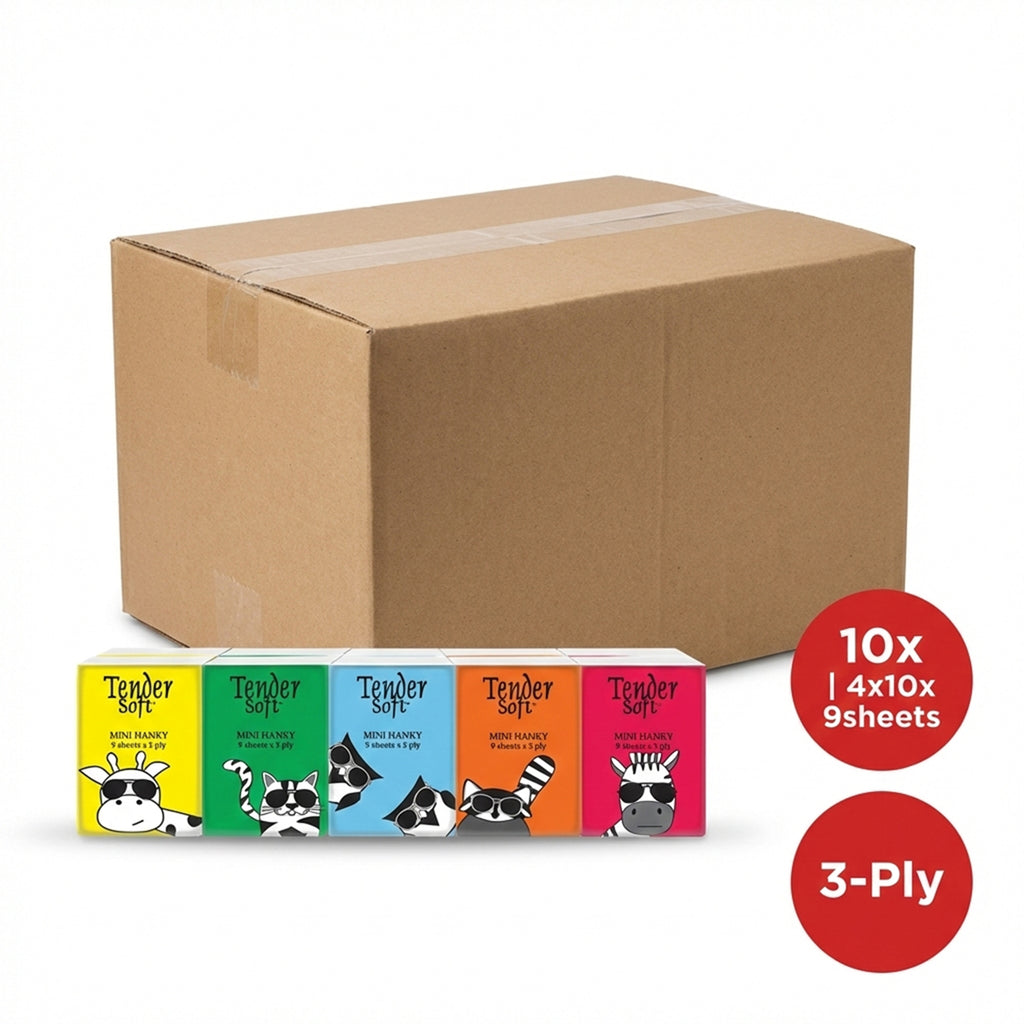 Tender Soft 3ply Mini Hanky 9sheets x 10