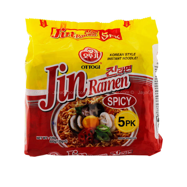 [NON-HALAL] Ottogi Jin Ramen Hot Taste Instant Noodle 120g x 5 (highest price)