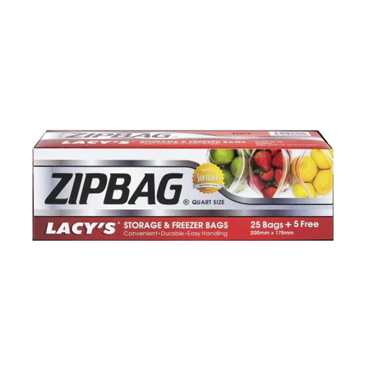 Lacy's Zipbag Storage Bag Quart 200 x 175mm 25pcs/pack