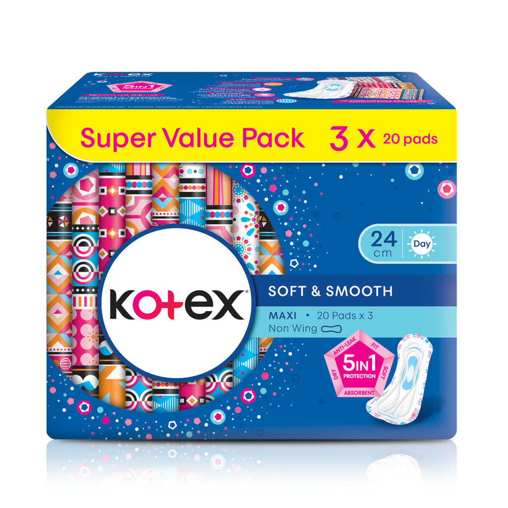 Kotex Soft & Smooth Maxi Non Wing Pad 20pcs x 3