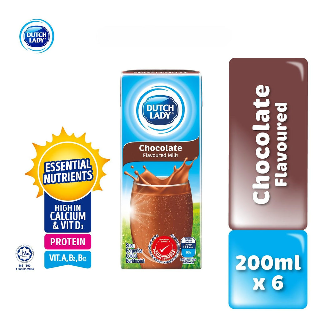 Dutch Lady UHT Milk Chocolate Flavour 200ml x 6