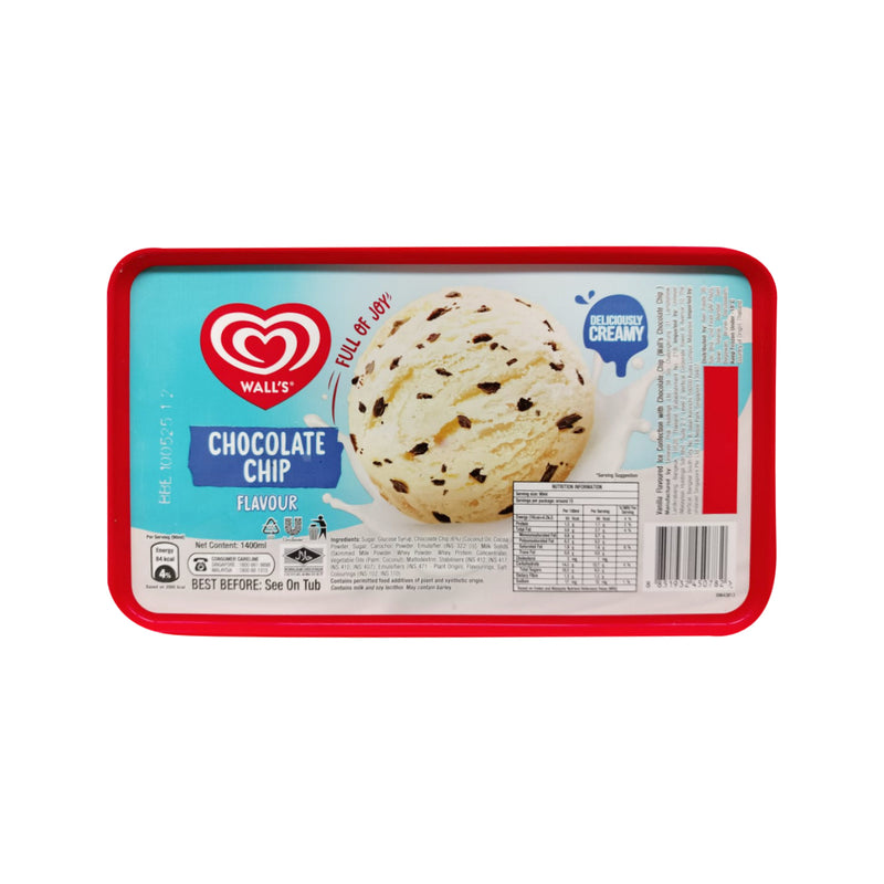 Walls Classic Chocolate Chip Ice Cream Tub 1.4L