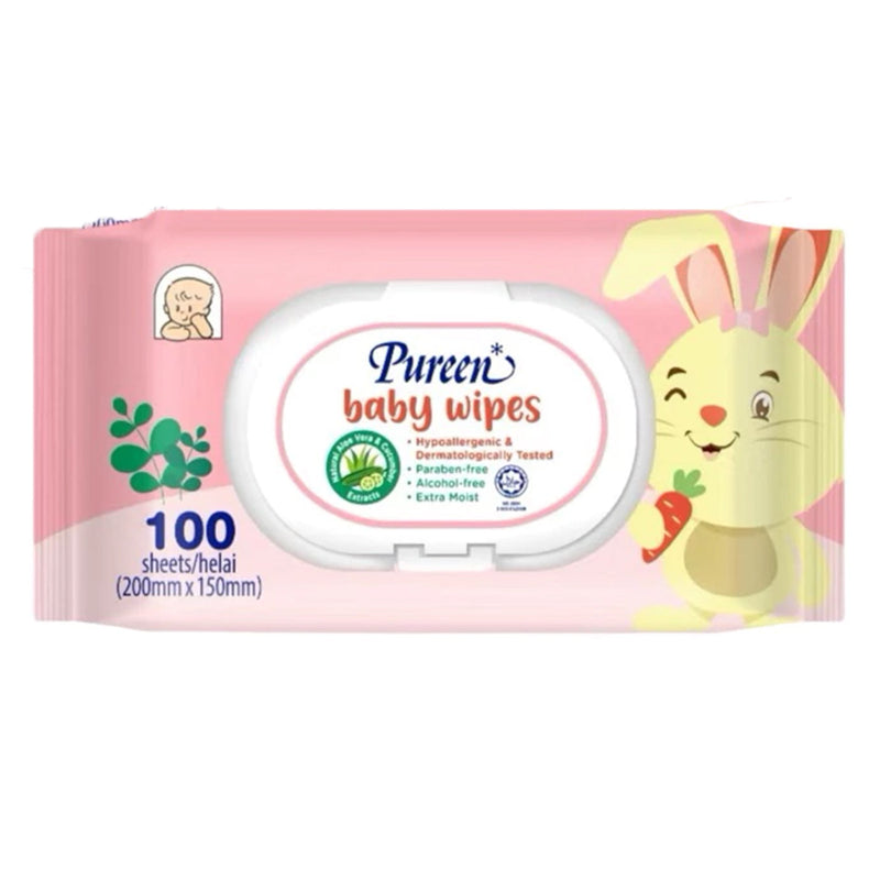 Pureen Pink Baby Wipes 100pcs x 2