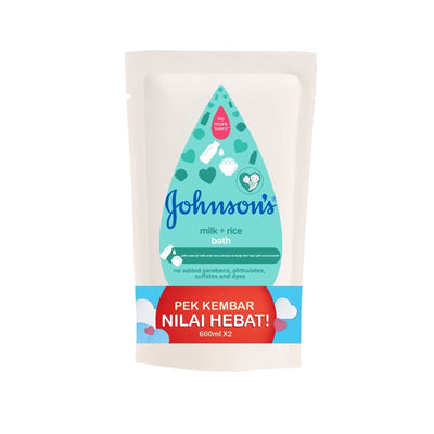 Johnsons Baby Bath Milk Rice Twin Pack 600ml