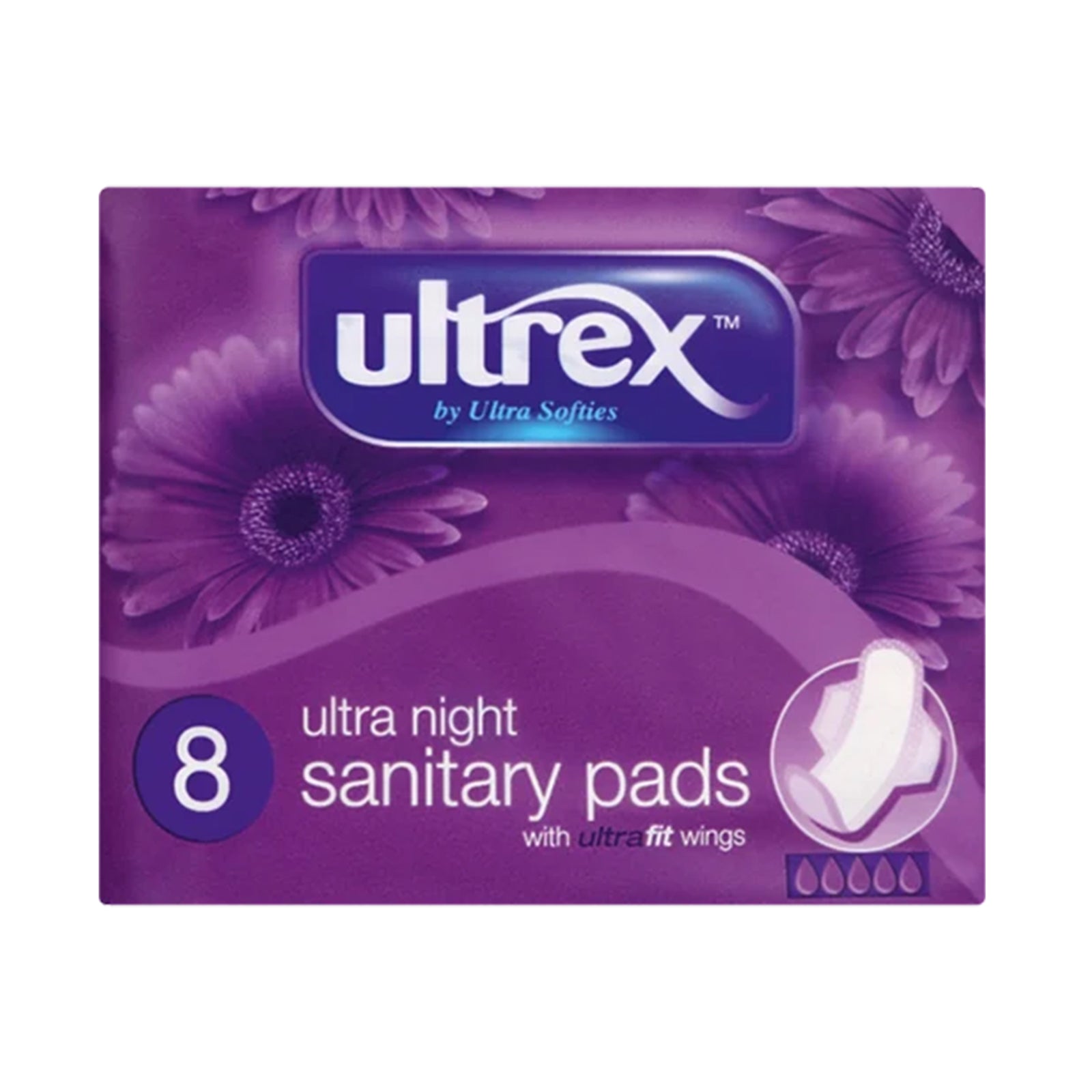Ultrex Ultra Night Sanitary Pads with Ultra Fit Wings 8pcs