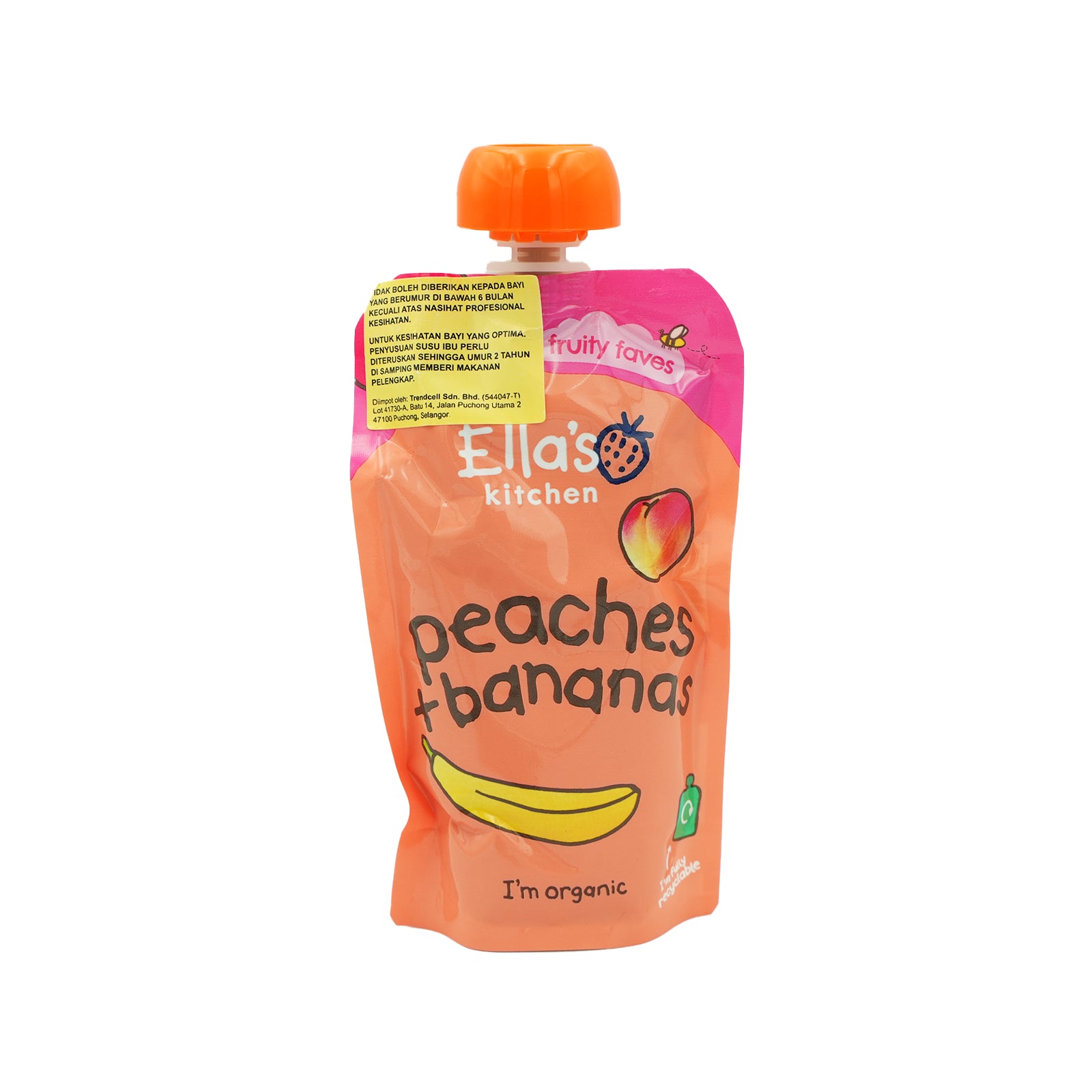 Ellas Kitchen Stage 1 Peach and Banana Baby Food (Pouch) 120g