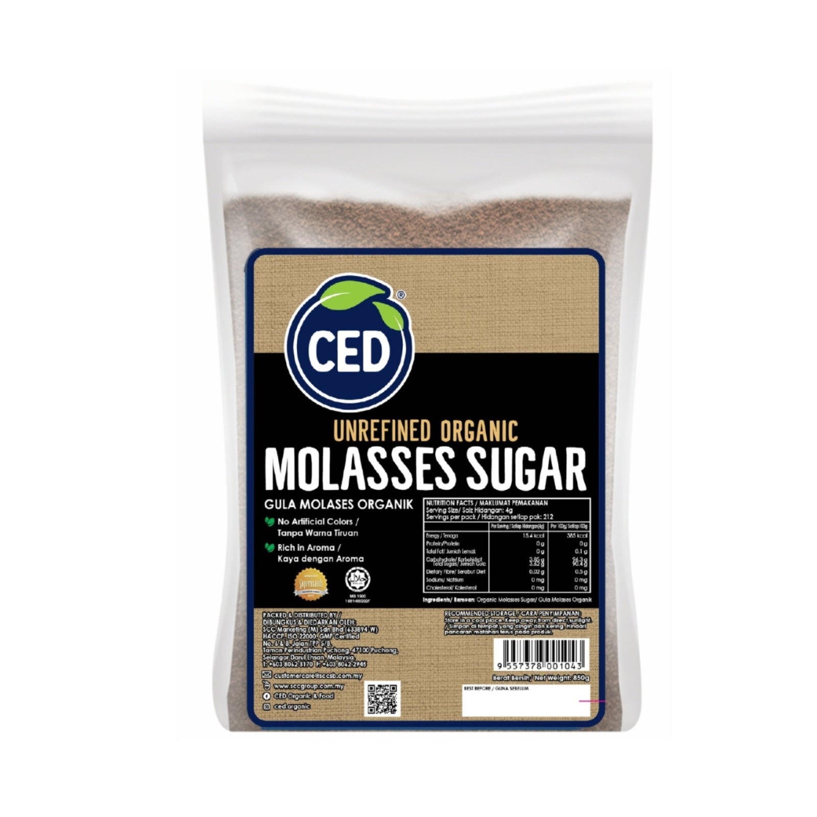 CED 100% Organic Molasses Sugar 850g