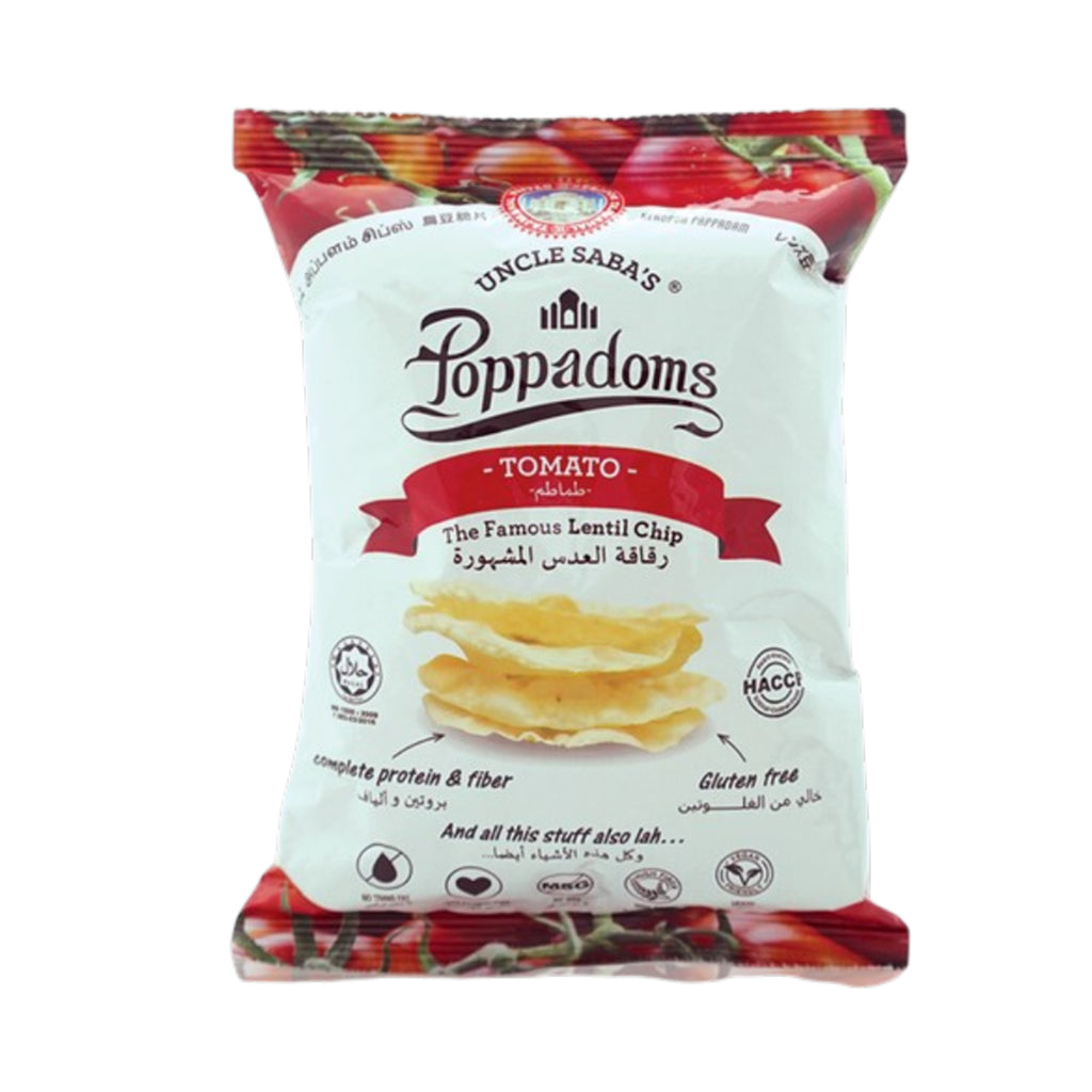 Uncle Saba's Tomato Poppadoms Lentil Chip 50g