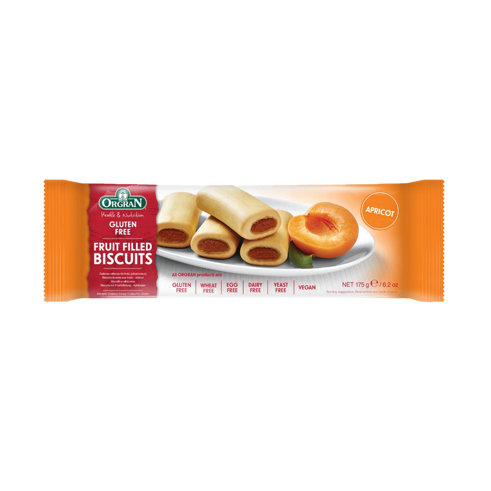 Orgran Apricot Fruit Filled Biscuits 175g