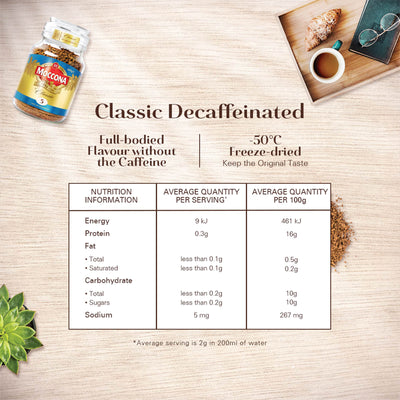 Moccona Classic Decaffeinated Intensity 5 Freeze Dried Instant Coffee 100g