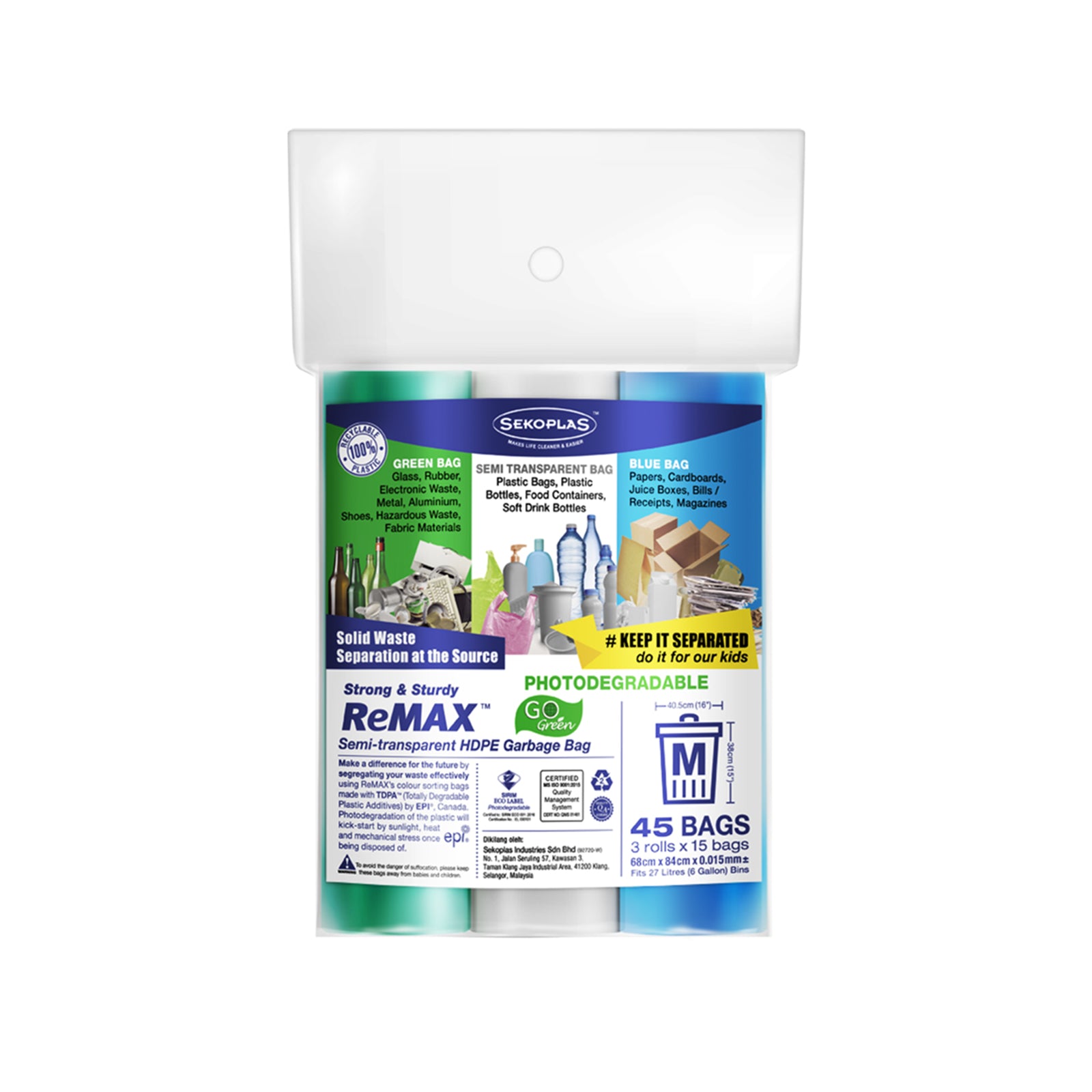 Sekoplas Remax 3 in 1 Medium Roll 15pcs x 68 x 84cm 1pack