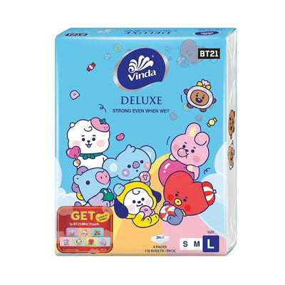 Vinda Deluxe 3ply Facial Tissues Soft Pack 110pcs x 4