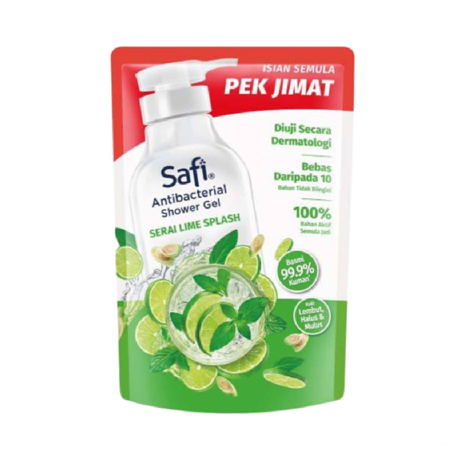 Safi Serai Lime Splash Anti-Bacterial Shower Gel Refill 850g