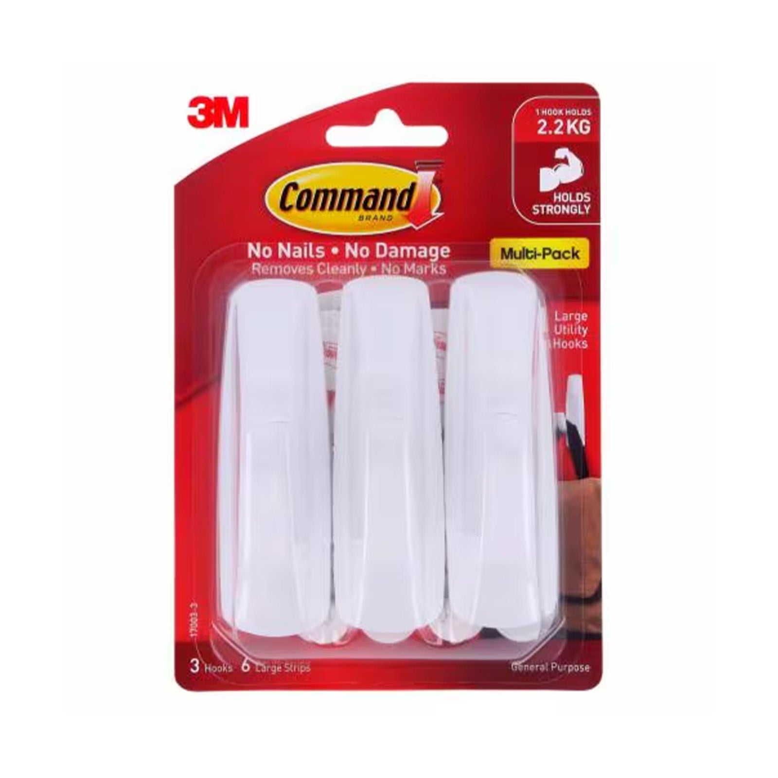 Command Large Utility Hook (3 Hooks, 6 Strips)
