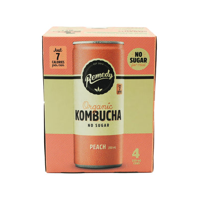 Remedy Organic Kombucha Peach Drink Can 250ml