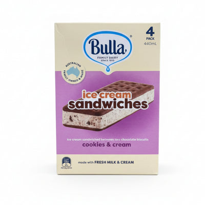Bulla Ice Cream Sandwiches Cookie and Cream 4pcs/pack