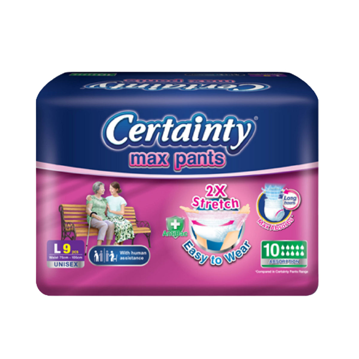 Certainty Max Pants Adult Diapers L 9pcs/pack