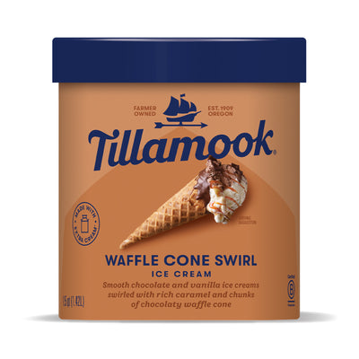 Tillamook Waffle Cone Swirl Ice Cream Tub 1.4L