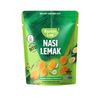 Kantin Lab Nasi Lemak Flavoured Salted Egg Crinkle Cut Chips 80g