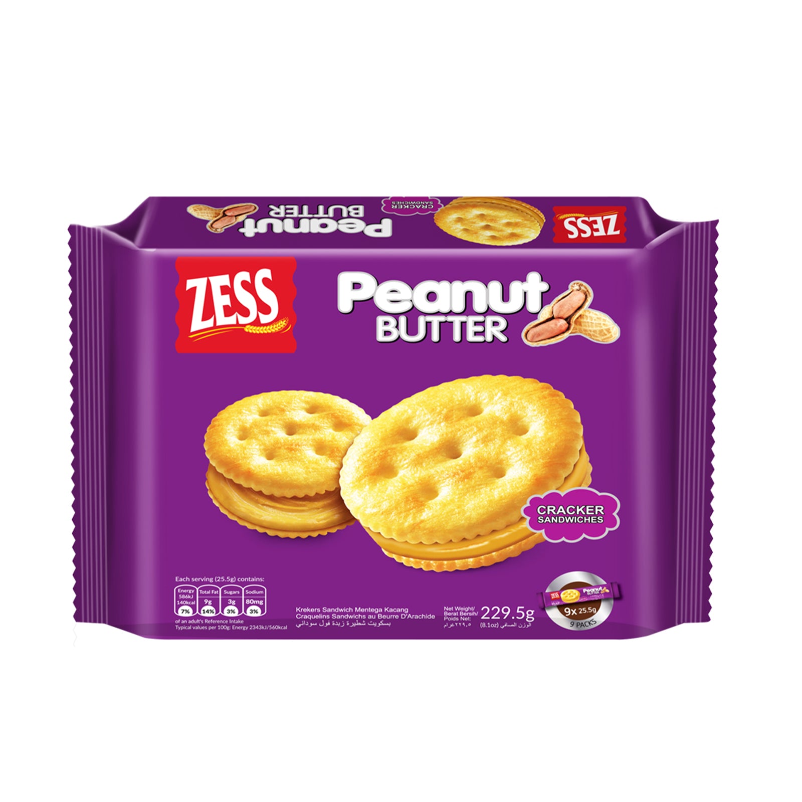 Zess Cracker Sandwich Peanut Butter 229g