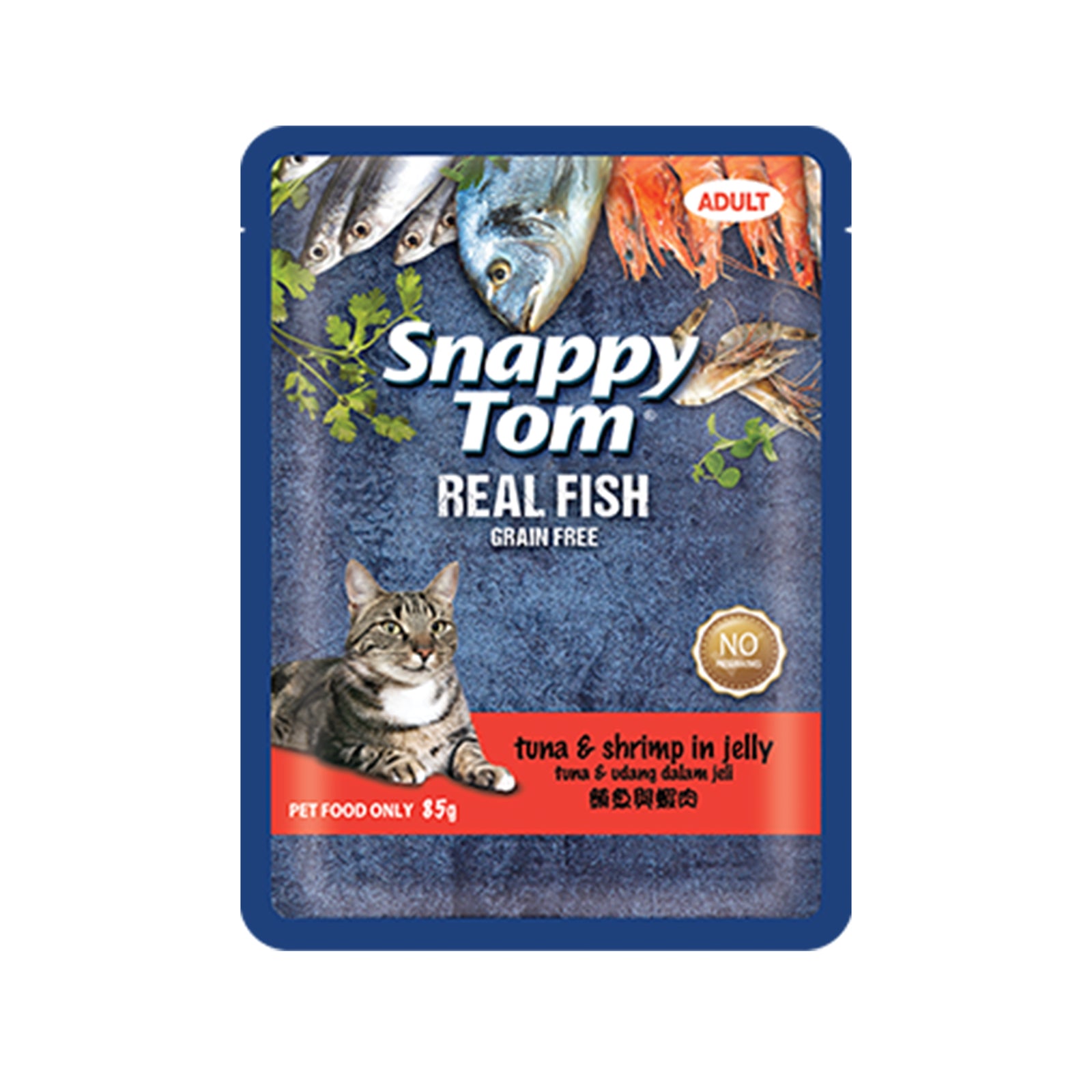 Snappy Tom Tuna And Shrimp In Jelly Cat Food Pouch 85g