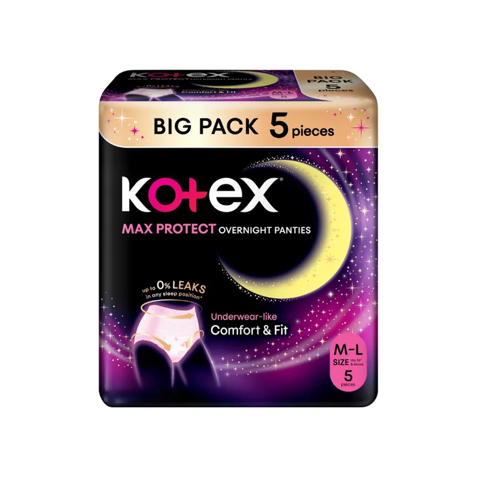 Kotex Overnight Panties Medium to Large 5sheets