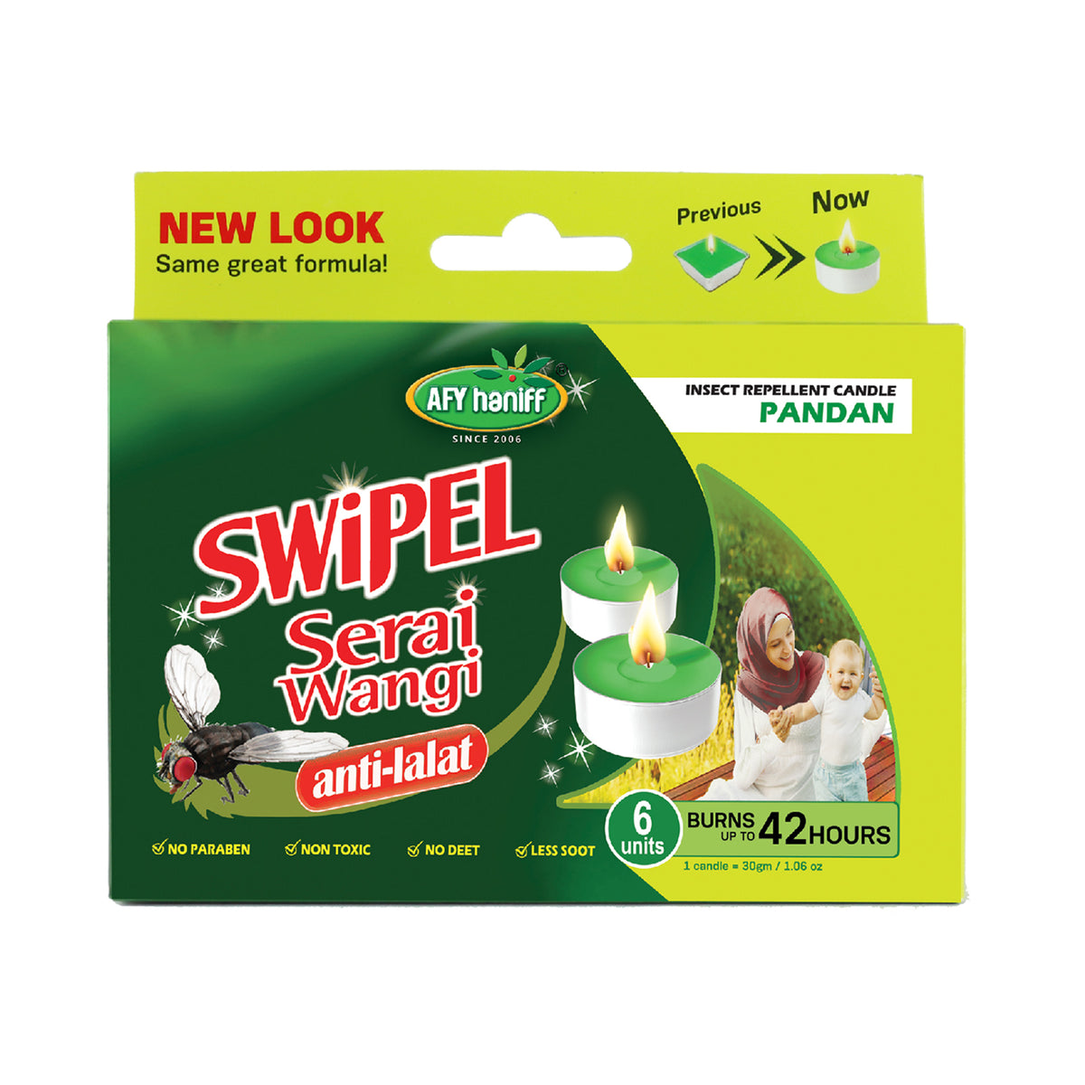 Swipel Lilin Serai Wangi (Pandan) 6pcs/pack