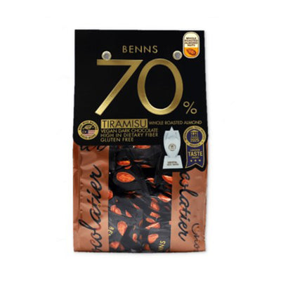 Benns 70% Dark Chocolate Roasted Almond 138g