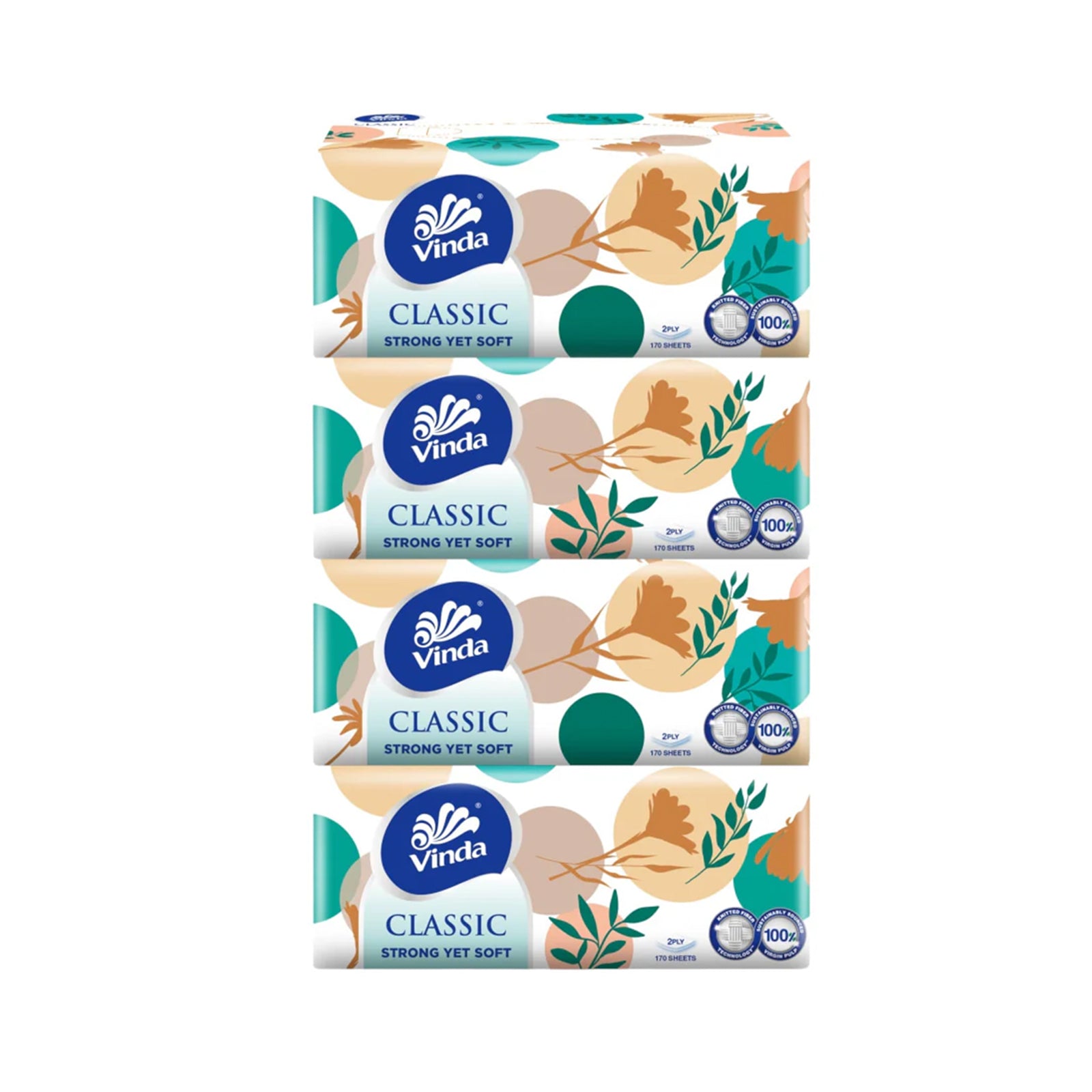 Vinda Classic 2 Ply Box Facial Tissue 4 x 170pcs/pack