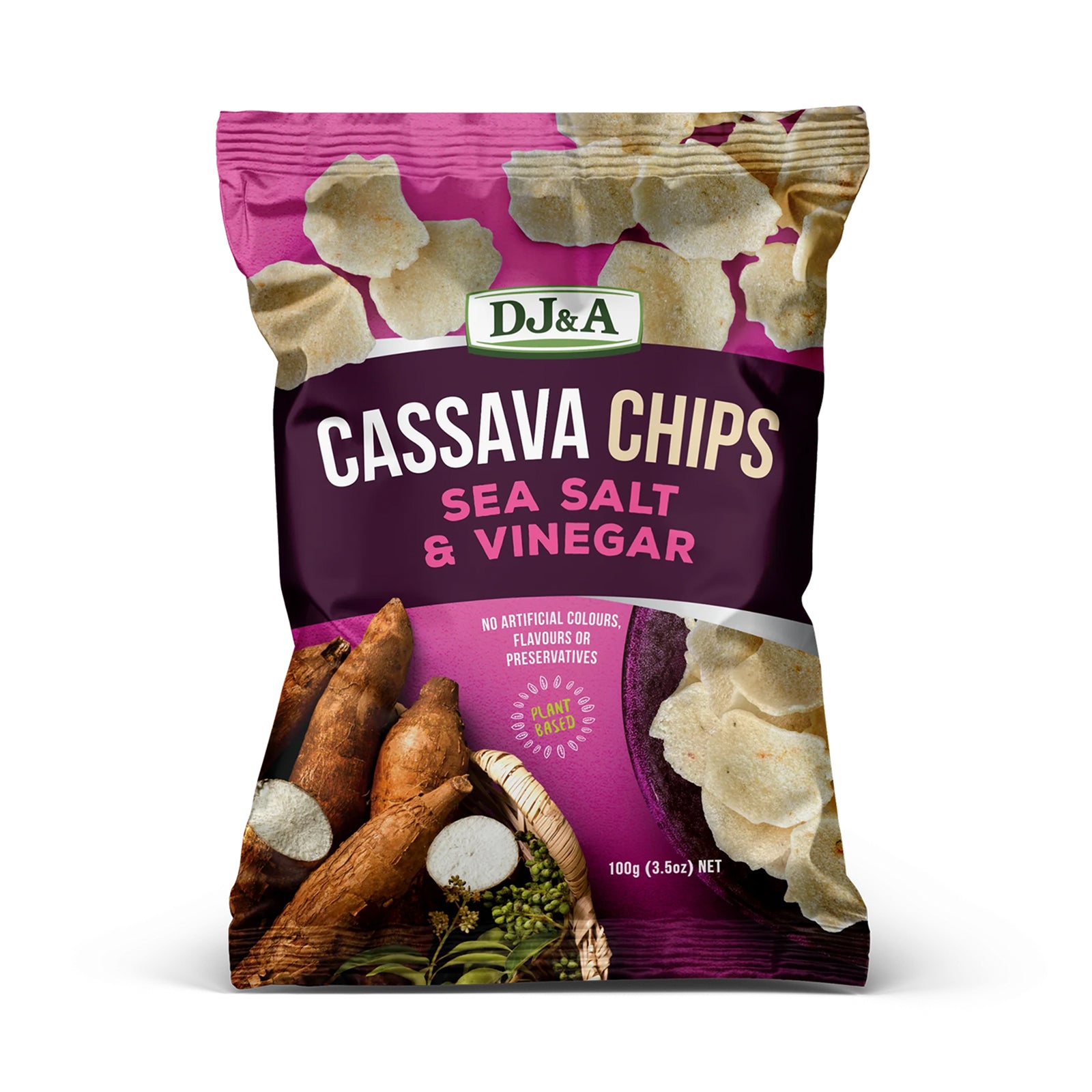 DJ and A Cassava Vegetable Chips Sea Salt and Vinegar 100g