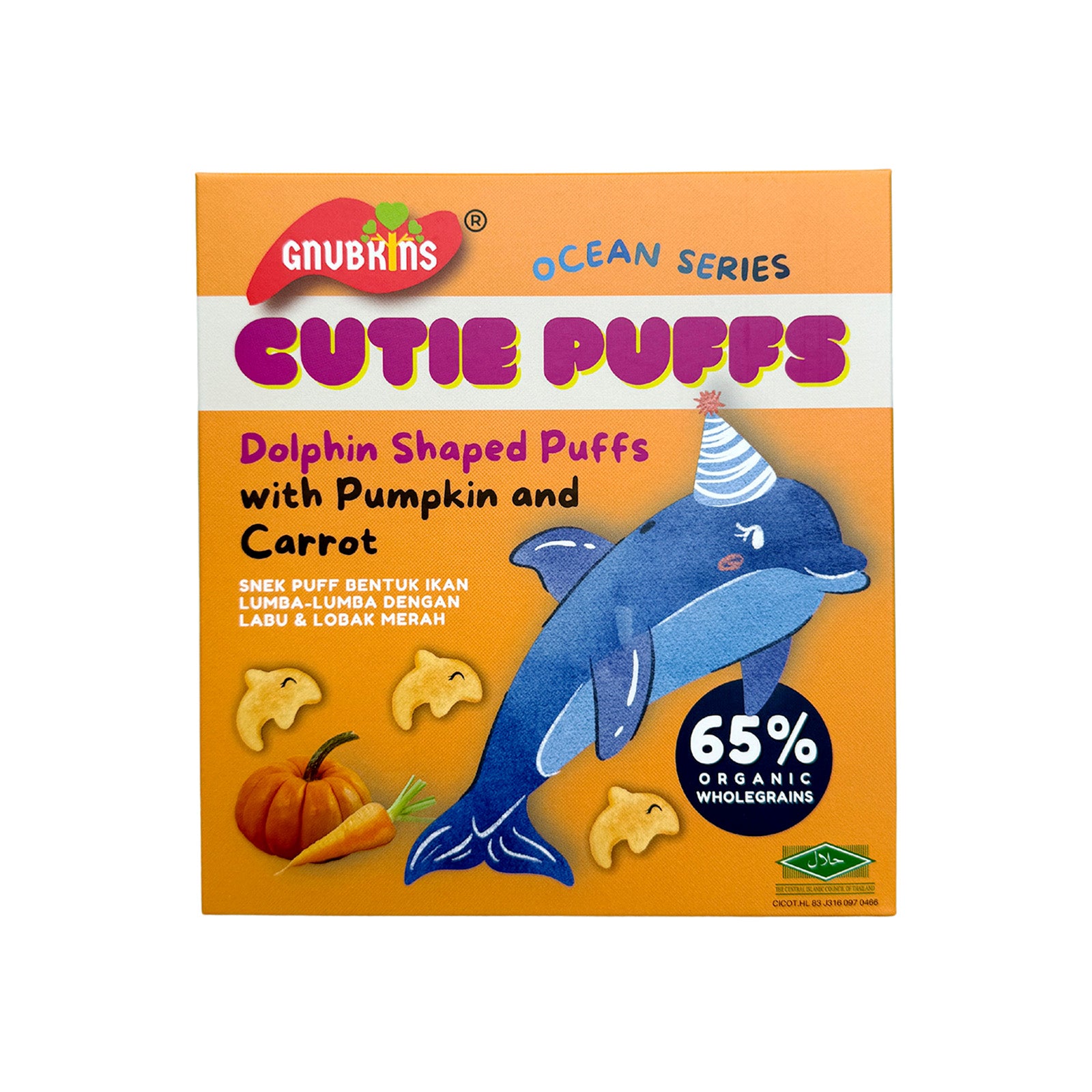 Gnubkin Organic Dolphin Shaped Puffs with Pumpkin and Carrot 32g
