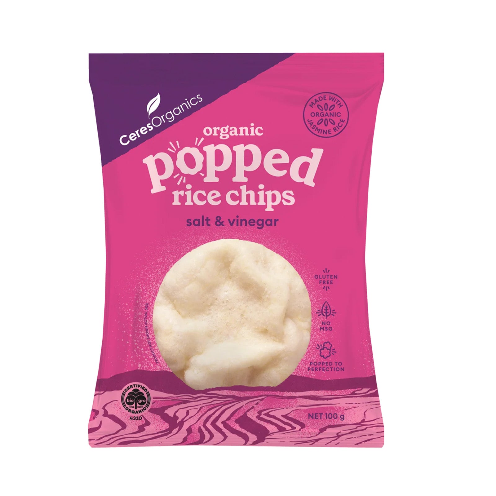 Ce Bio Popped Rice Chips, Salt & Vinegar 100g