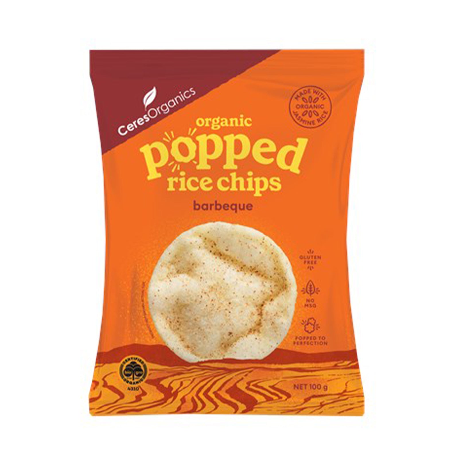 Ceres Organics Popped Rice Chips, Barbeque Flavour 100g