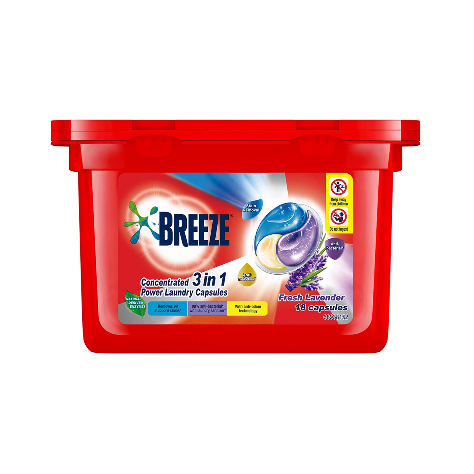 Breeze Lavender Laundry Capsules (Pouch) 210g x 18