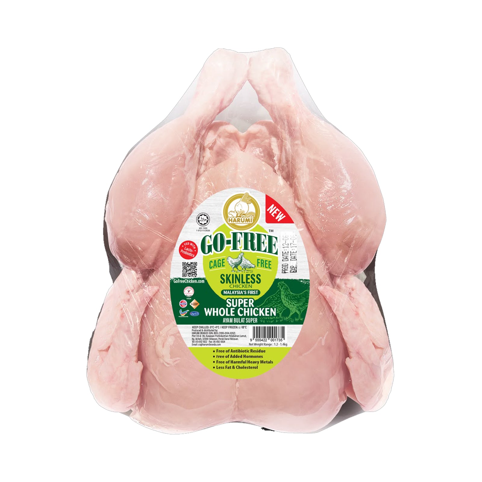 HARUMI GOFREE SKINLESS WHOLE CHICKEN E-BAG 1.2KG
