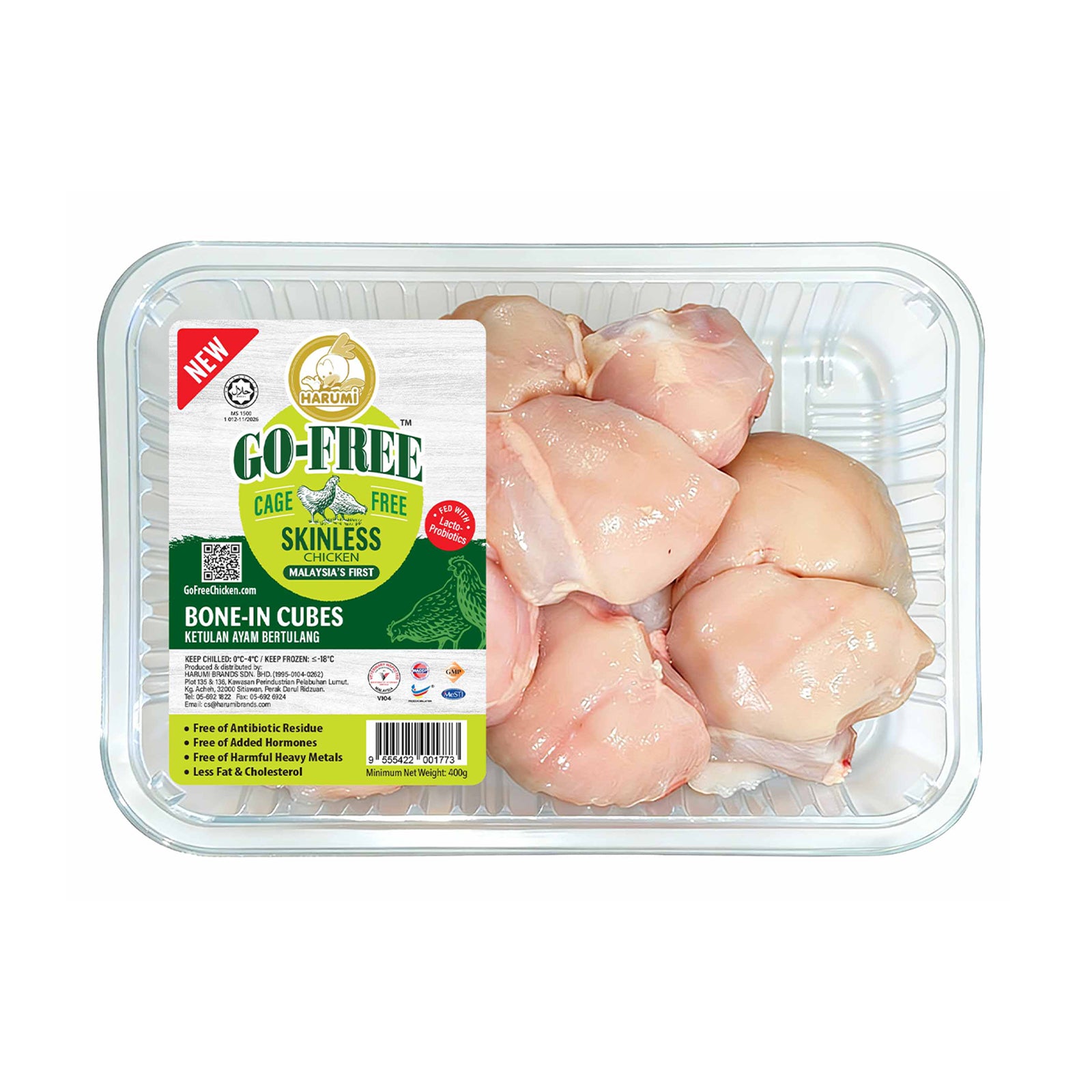Harumi GoFree Skinless Bone in Chicken Cubes 400g