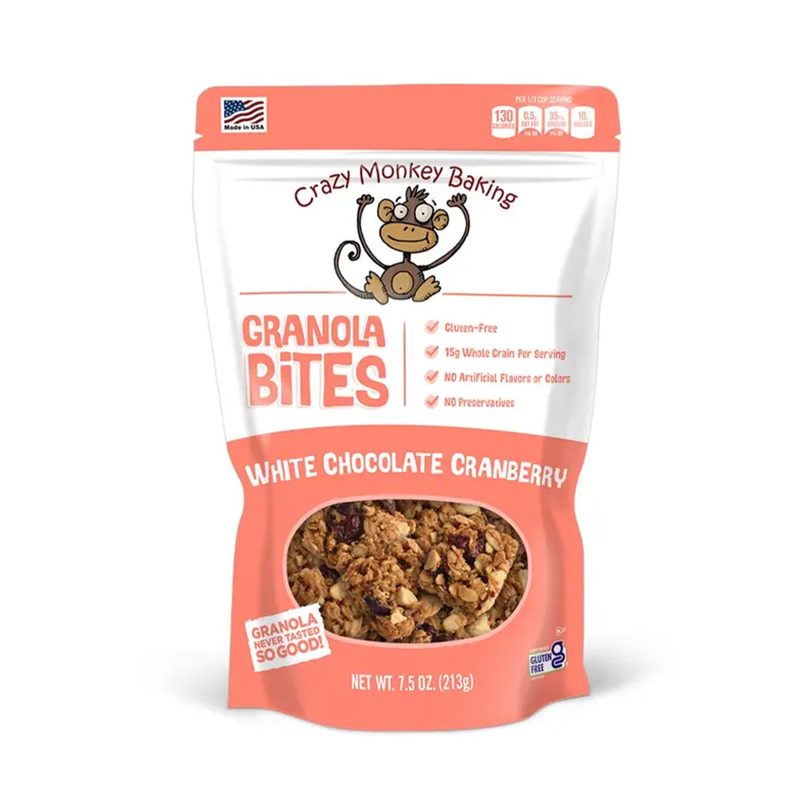 Crazy Monkey White Choc Cranberry Granola Bites 213g