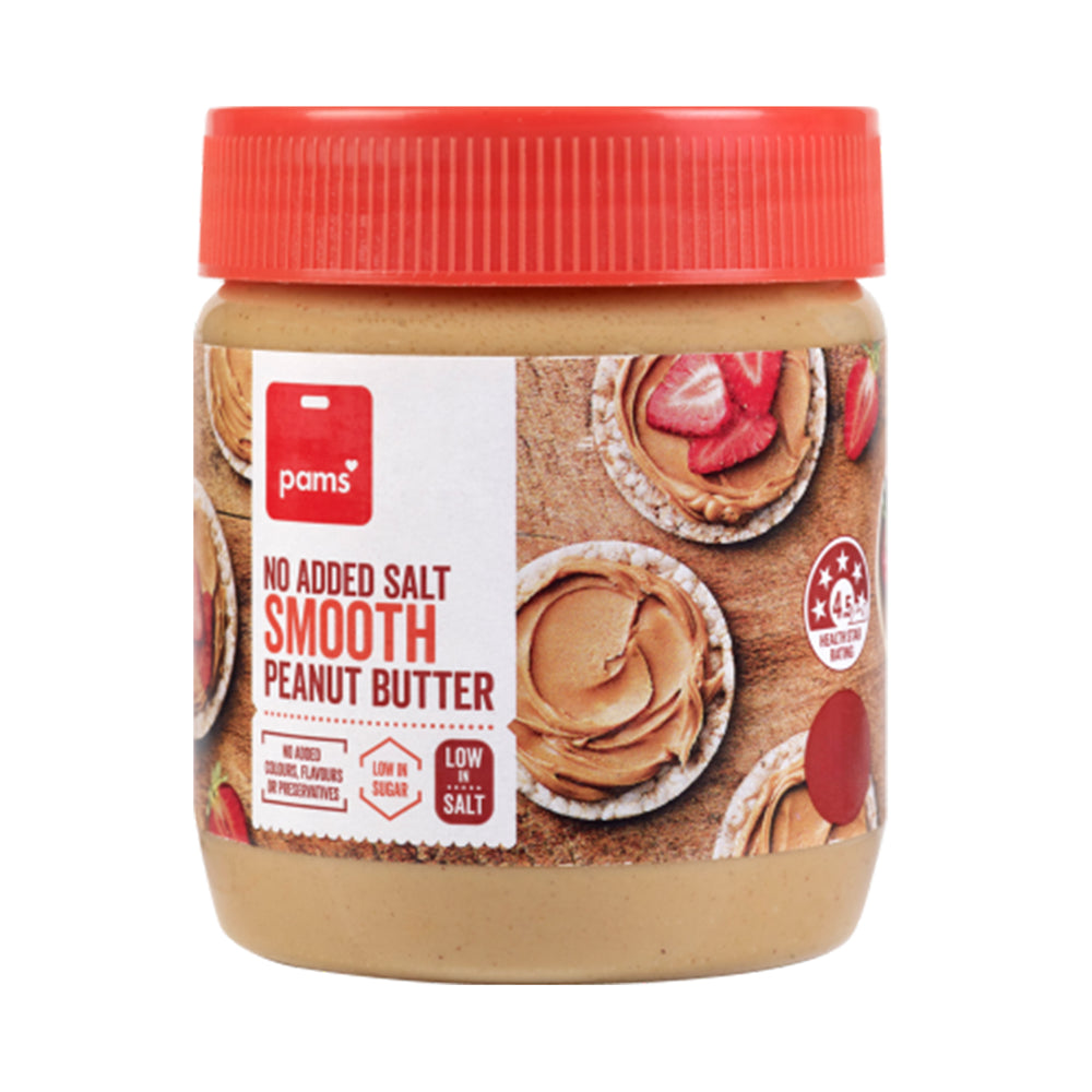 Pams Smooth No Salt Peanut Butter 375g