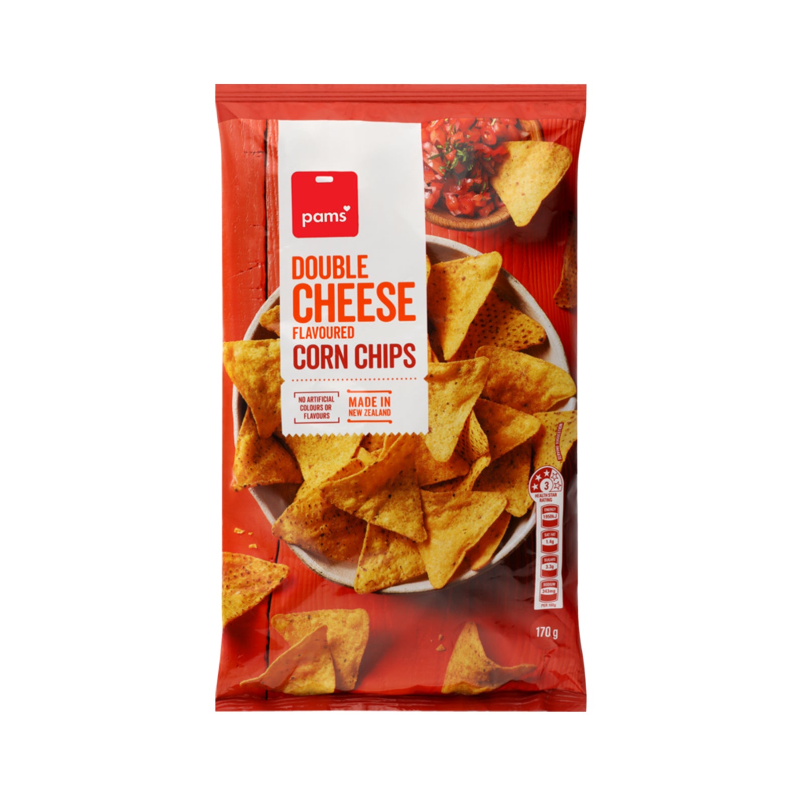 Pams Corn Chips Double Cheese 170g