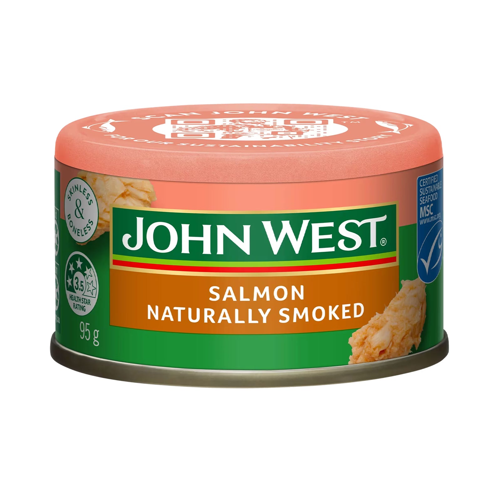 John West Skinless & Boneless Salmon Naturally Smoked 95g