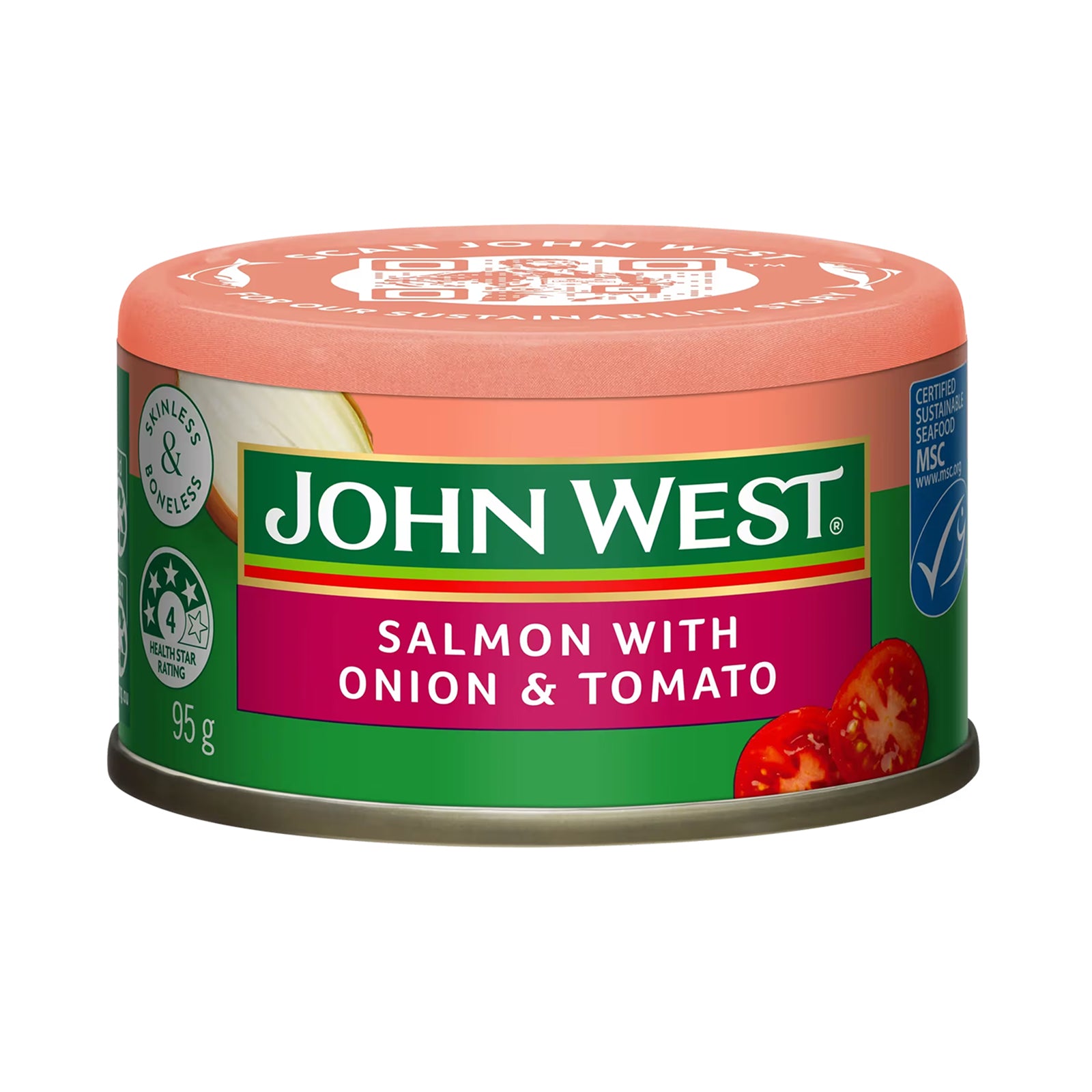 John West Skinless & Boneless Salmon Tomato & Onion 95g