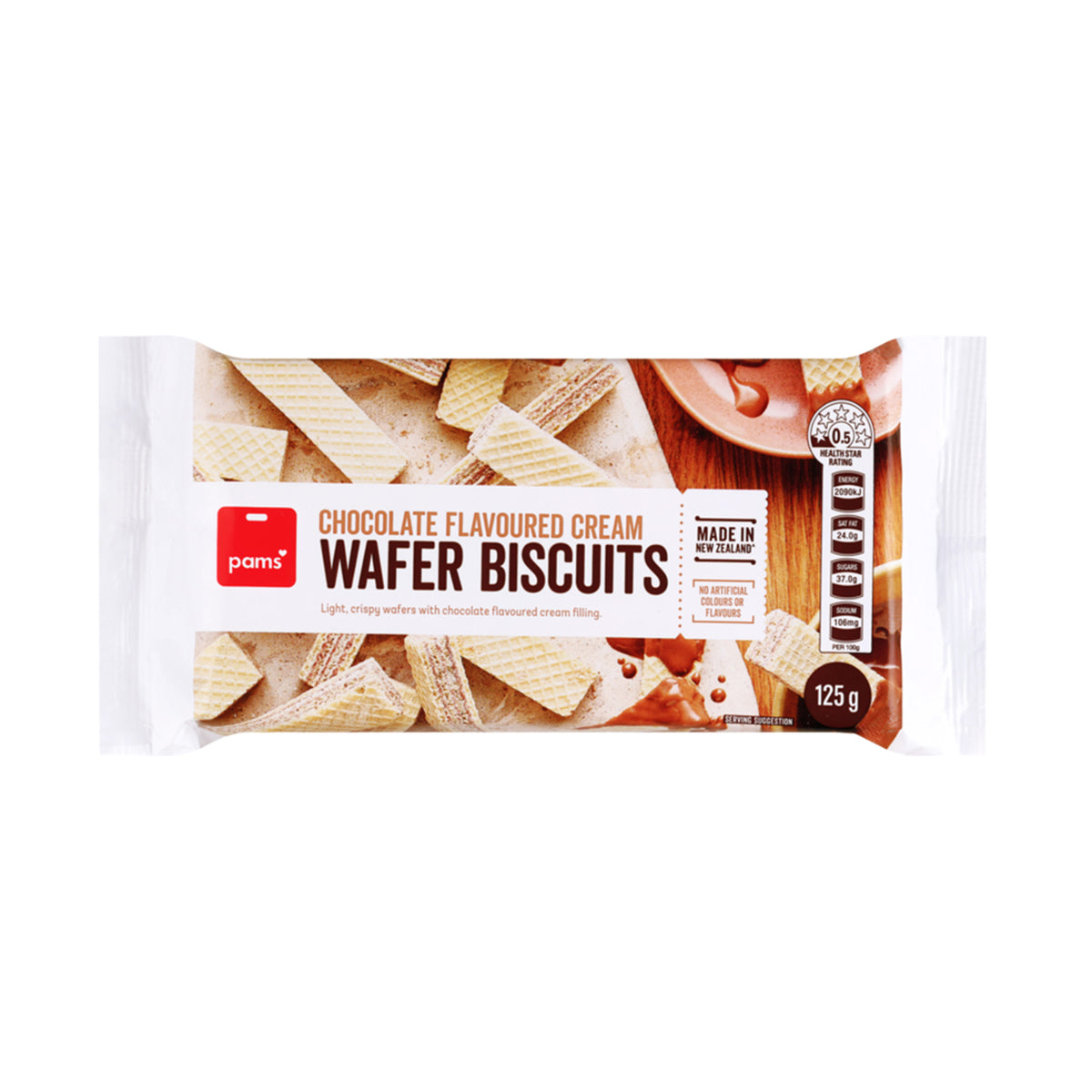 Pams Wafer Biscuits Chocolate Cream 125g
