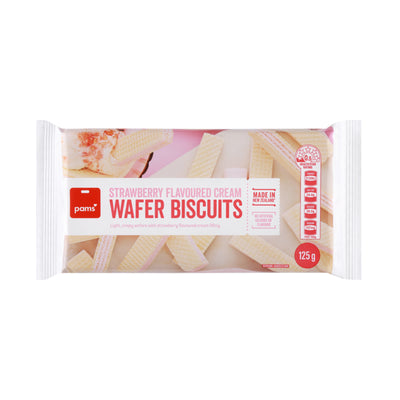 Pams Wafer Biscuits Strawberry Cream 125g